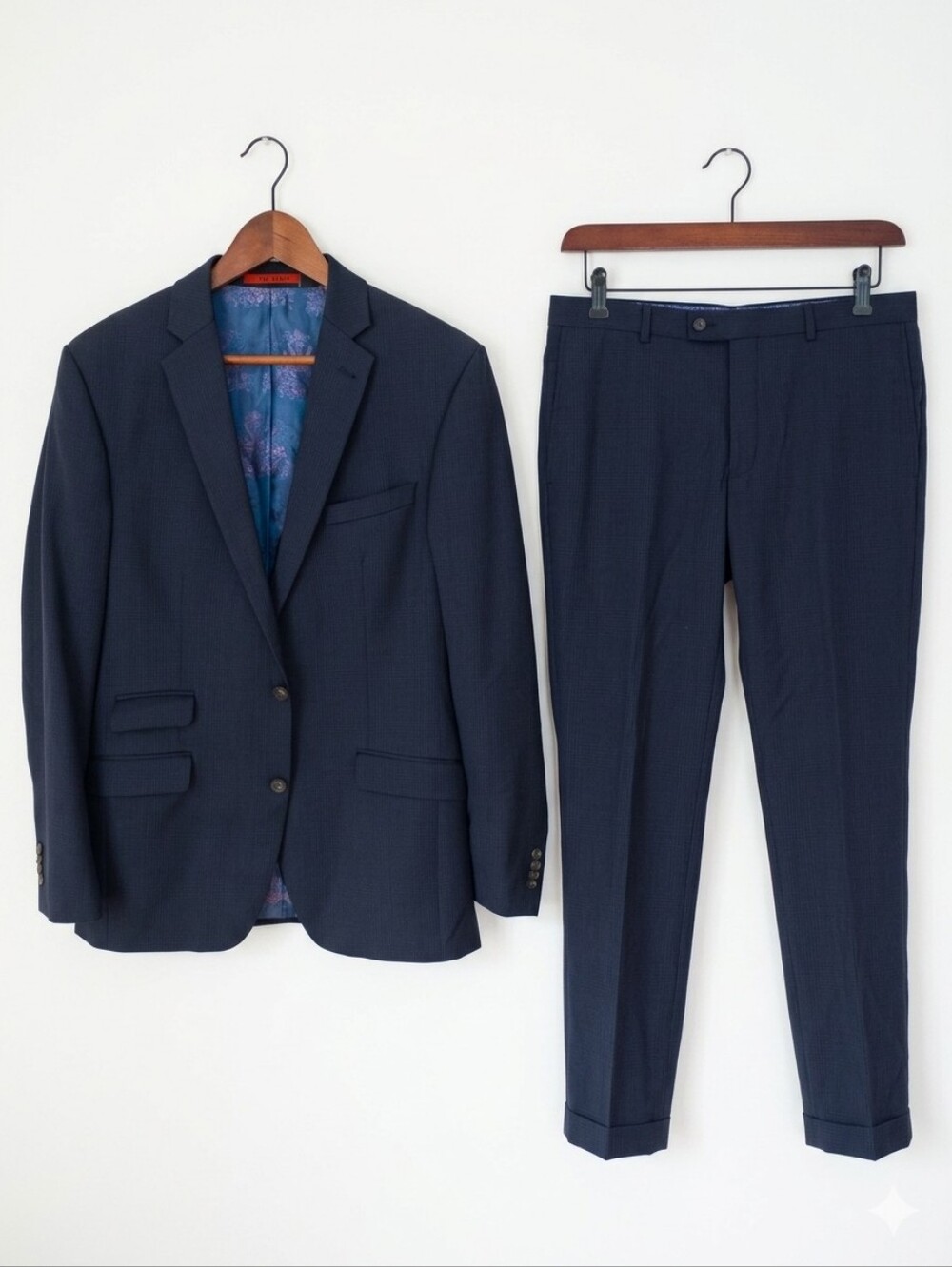 Ted Baker London No Ordinary Joe Suit 42L Blue Wool Classic Office